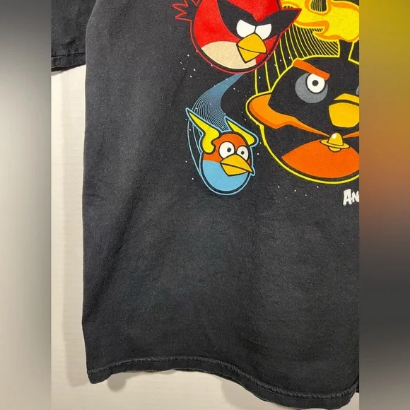 Y2K Angry Birds Space Anim Cartoon Graphic T Shirt Size Large Black S/S - Picture 8 of 13